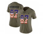 Women Nike New England Patriots #87 Rob Gronkowski Limited Olive USA Flag 2017 Salute to Service NFL Jersey