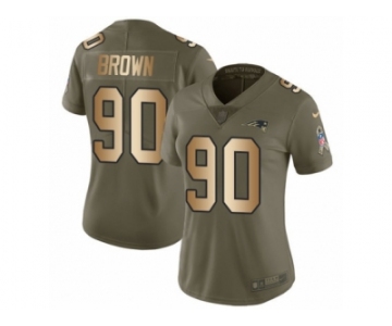 Women Nike New England Patriots #90 Malcom Brown Limited Olive Gold 2017 Salute to Service NFL Jersey