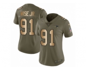 Women Nike New England Patriots #91 Deatrich Wise Jr Limited Olive Gold 2017 Salute to Service NFL Jersey