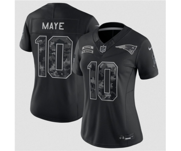 Women's New England Patriots #10 Drake Maye Black 2026 Salute to Service Limited Football Stitched Jersey