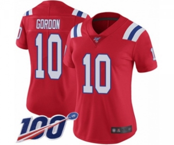 Women's New England Patriots #10 Josh Gordon Red Alternate Vapor Untouchable Limited Player 100th Season Football Jersey
