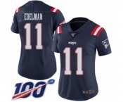 Women's New England Patriots #11 Julian Edelman Limited Navy Blue Rush Vapor Untouchable 100th Season Football Jersey