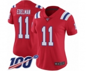 Women's New England Patriots #11 Julian Edelman Red Alternate Vapor Untouchable Limited Player 100th Season Football Jersey