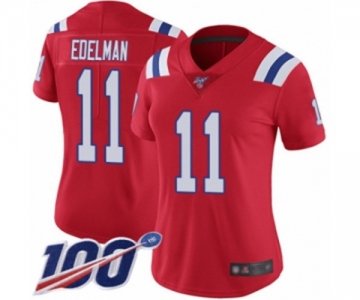 Women's New England Patriots #11 Julian Edelman Red Alternate Vapor Untouchable Limited Player 100th Season Football Jersey