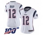 Women's New England Patriots #12 Tom Brady White Vapor Untouchable Limited Player 100th Season Football Jersey