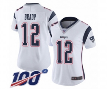 Women's New England Patriots #12 Tom Brady White Vapor Untouchable Limited Player 100th Season Football Jersey