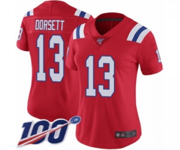 Women's New England Patriots #13 Phillip Dorsett Red Alternate Vapor Untouchable Limited Player 100th Season Football Jersey