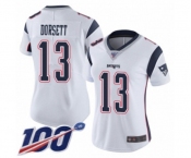 Women's New England Patriots #13 Phillip Dorsett White Vapor Untouchable Limited Player 100th Season Football Jersey