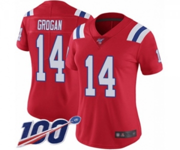 Women's New England Patriots #14 Steve Grogan Red Alternate Vapor Untouchable Limited Player 100th Season Football Jersey