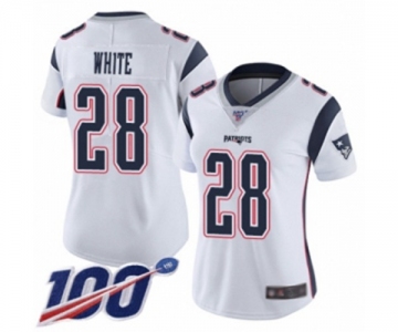 Women's New England Patriots #28 James White Vapor Untouchable Limited Player 100th Season Football Jersey