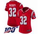 Women's New England Patriots #32 Devin McCourty Limited Red Inverted Legend 100th Season Football Jersey