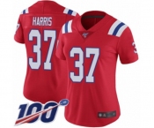 Women's New England Patriots #37 Damien Harris Red Alternate Vapor Untouchable Limited Player 100th Season Football Jersey