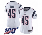 Women's New England Patriots #45 Donald Trump White Vapor Untouchable Limited Player 100th Season Football Jersey