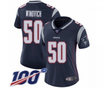 Women's New England Patriots #50 Chase Winovich Navy Blue Team Color Vapor Untouchable Limited Player 100th Season Football Jersey