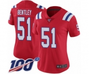Women's New England Patriots #51 Ja'Whaun Bentley Red Alternate Vapor Untouchable Limited Player 100th Season Football Jersey