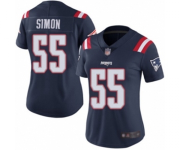 Women's New England Patriots #55 John Simon Limited Navy Blue Rush Vapor Untouchable Football Jersey