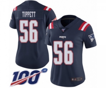 Women's New England Patriots #56 Andre Tippett Limited Navy Blue Rush Vapor Untouchable 100th Season Football Jersey