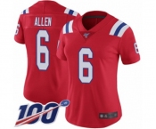 Women's New England Patriots #6 Ryan Allen Red Alternate Vapor Untouchable Limited Player 100th Season Football Jersey