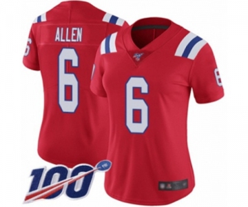 Women's New England Patriots #6 Ryan Allen Red Alternate Vapor Untouchable Limited Player 100th Season Football Jersey