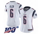 Women's New England Patriots #6 Ryan Allen White Vapor Untouchable Limited Player 100th Season Football Jersey
