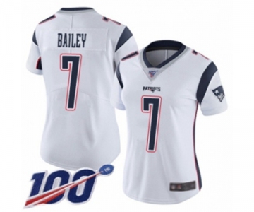 Women's New England Patriots #7 Jake Bailey White Vapor Untouchable Limited Player 100th Season Football Jersey