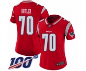 Women's New England Patriots #70 Adam Butler Limited Red Inverted Legend 100th Season Football Jersey