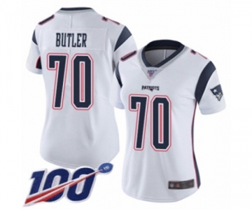Women's New England Patriots #70 Adam Butler White Vapor Untouchable Limited Player 100th Season Football Jersey