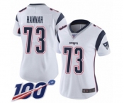 Women's New England Patriots #73 John Hannah White Vapor Untouchable Limited Player 100th Season Football Jersey