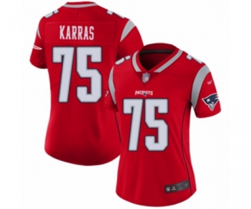 Women's New England Patriots #75 Ted Karras Limited Red Inverted Legend Football Jersey