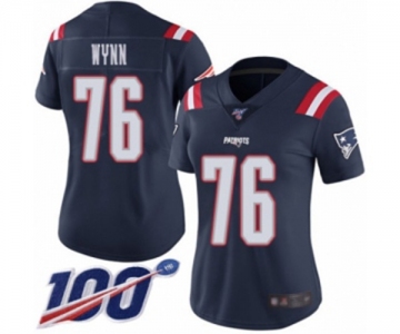 Women's New England Patriots #76 Isaiah Wynn Limited Navy Blue Rush Vapor Untouchable 100th Season Football Jersey