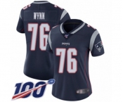 Women's New England Patriots #76 Isaiah Wynn Navy Blue Team Color Vapor Untouchable Limited Player 100th Season Football Jersey