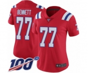 Women's New England Patriots #77 Michael Bennett Red Alternate Vapor Untouchable Limited Player 100th Season Football Jersey