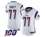 Women's New England Patriots #77 Michael Bennett White Vapor Untouchable Limited Player 100th Season Football Jersey