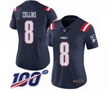Women's New England Patriots #8 Jamie Collins Limited Navy Blue Rush Vapor Untouchable 100th Season Football Jersey