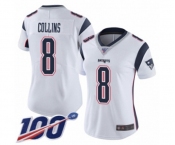 Women's New England Patriots #8 Jamie Collins White Vapor Untouchable Limited Player 100th Season Football Jersey