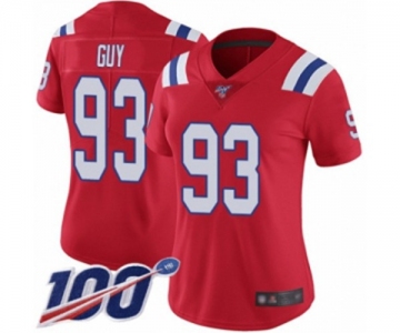 Women's New England Patriots #93 Lawrence Guy Red Alternate Vapor Untouchable Limited Player 100th Season Football Jersey