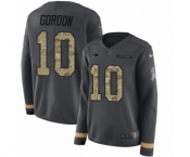 Women's Nike New England Patriots #10 Josh Gordon Limited Black Salute to Service Therma Long Sleeve NFL Jersey