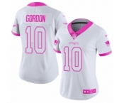 Women's Nike New England Patriots #10 Josh Gordon Limited White-Pink Rush Fashion NFL Jersey