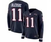 Women's Nike New England Patriots #11 Drew Bledsoe Limited Navy Blue Therma Long Sleeve NFL Jersey