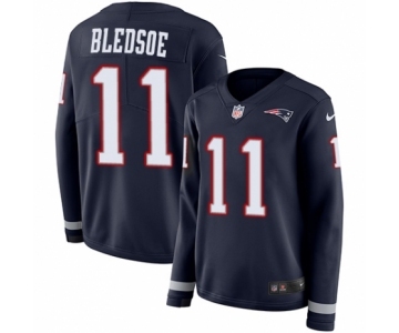 Women's Nike New England Patriots #11 Drew Bledsoe Limited Navy Blue Therma Long Sleeve NFL Jersey