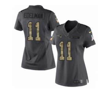 Women's Nike New England Patriots #11 Julian Edelman Limited Black 2016 Salute to Service NFL Jersey