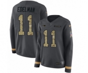 Women's Nike New England Patriots #11 Julian Edelman Limited Black Salute to Service Therma Long Sleeve NFL Jersey