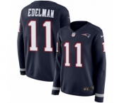 Women's Nike New England Patriots #11 Julian Edelman Limited Navy Blue Therma Long Sleeve NFL Jersey