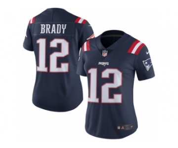 Women's Nike New England Patriots #12 Tom Brady Limited Navy Blue Rush NFL Jersey