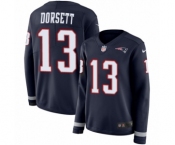 Women's Nike New England Patriots #13 Phillip Dorsett Limited Navy Blue Therma Long Sleeve NFL Jersey