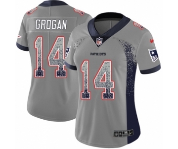 Women's Nike New England Patriots #14 Steve Grogan Limited Gray Rush Drift Fashion NFL Jersey