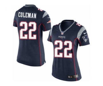 Women's Nike New England Patriots #22 Justin Coleman Limited Navy Blue Team Color NFL Jersey