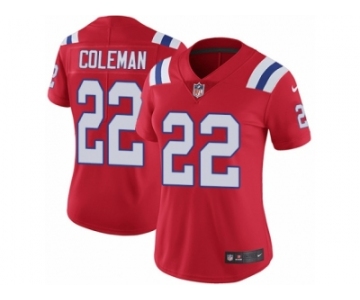 Women's Nike New England Patriots #22 Justin Coleman Vapor Untouchable Limited Red Alternate NFL Jersey