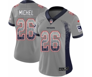 Women's Nike New England Patriots #26 Sony Michel Limited Gray Rush Drift Fashion NFL Jersey
