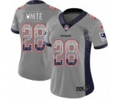Women's Nike New England Patriots #28 James White Limited Gray Rush Drift Fashion NFL Jersey